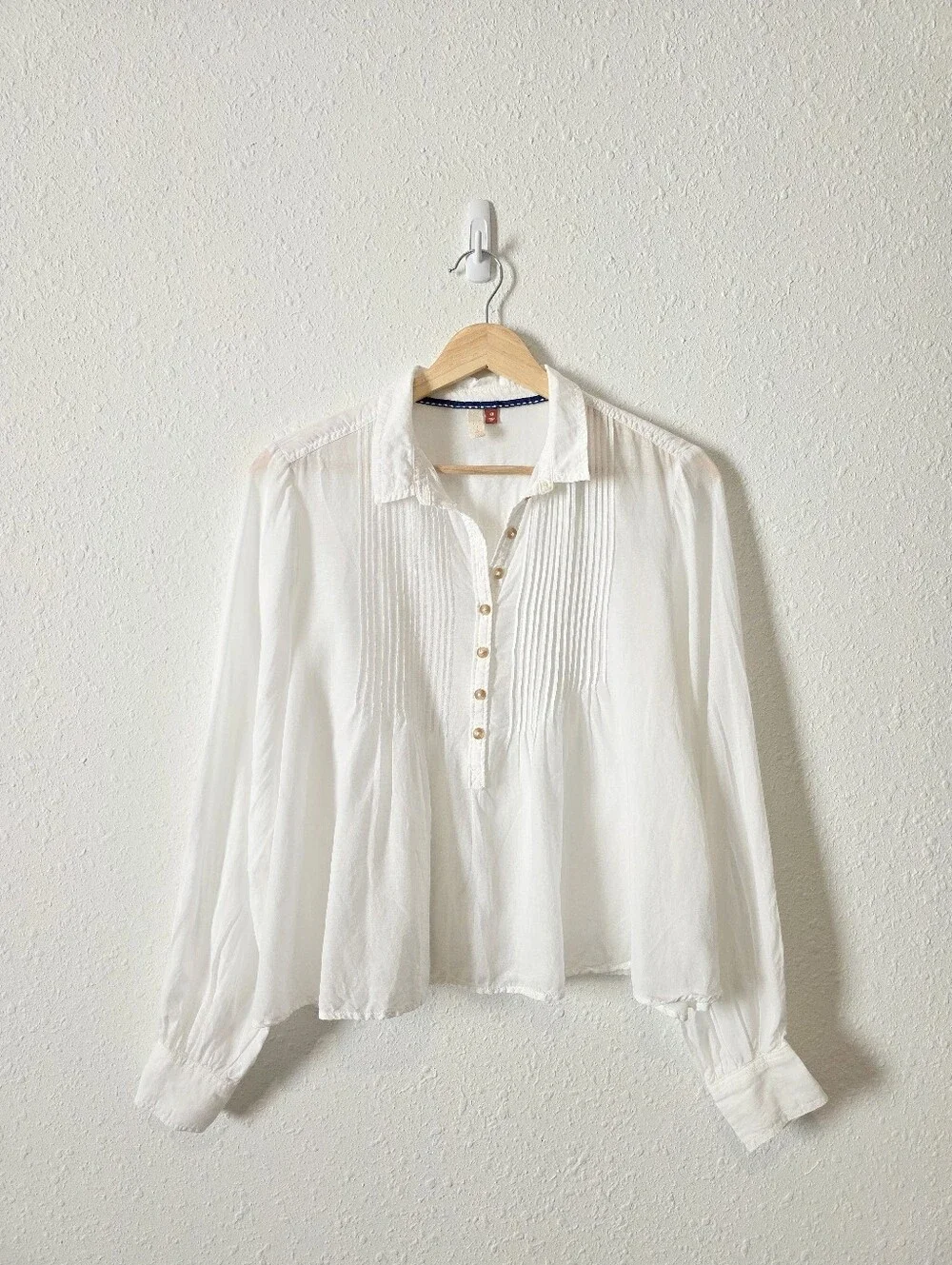 Anthropologie Pilcro White Puff Sleeve Relaxed Top XS